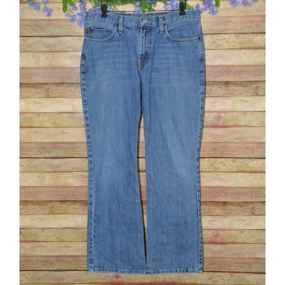 Southern Stitch Ladies Straight Leg Embroidered Denim Blue Jeans Size 33 33R - Picture 1 of 12